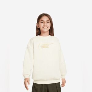 Nike Grade School NSW Club Fleece Shine Crew sweatshirt cream color size XS NWT‎